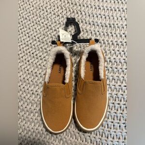 Brown Slip-On Shoes with Faux Fur Lining